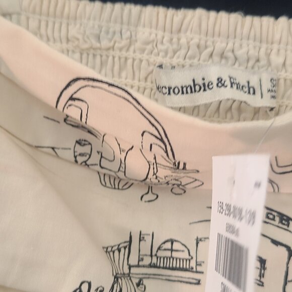 Abercombie & Fitch Midi Black and White Print Summer Cotton Dress Size Small NWT - Picture 5 of 7